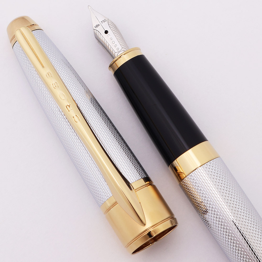CROSS万年筆 アポジークローム　18Kペン先M コンバーター付 Cross Apogee Fountain Pen - 